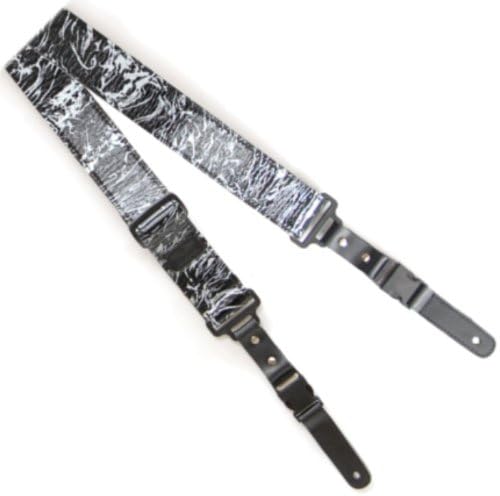 City Limits Guitar Strap-Artsy-White Paint Splatter on Black Patent Leather