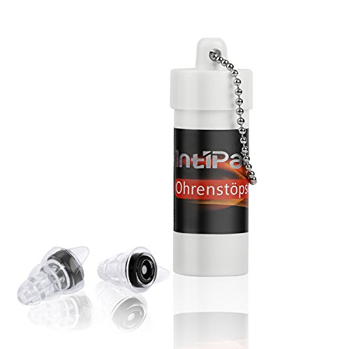 Gehörschutz, intipal Stöpsel Ohr, aus weichem Silikon für Musiker, Diskotheken, Biker, Konzerte und Festivals, mit Behälter weiß kostenlos, wiederverwendbar transparent SNR 21dB