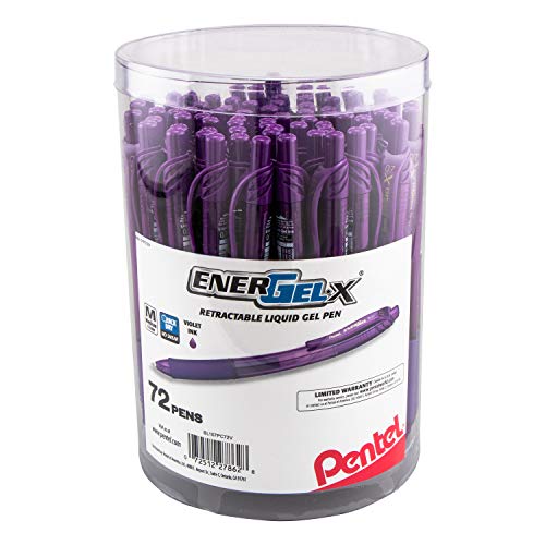 Pentel EnerGel-X BL107PC72V lot de 72 rollers violets rechargeables