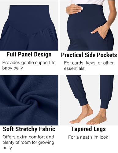 Image of fitglam Women's Maternity Pants Over Belly Lounge Pajamas Clothes Pregnancy Must Haves Joggers with Pockets
