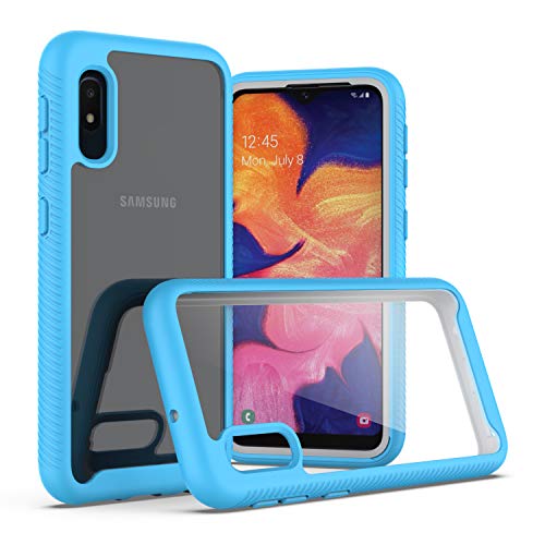 AZHEPU Galaxy A10e Case, Full-Body Protective Hybrid Rugged Armor Build-in PC Frame Bumper Shock Absorption Clear Phone Cover Case for Samsung Galaxy A10e (Blue/Clear)