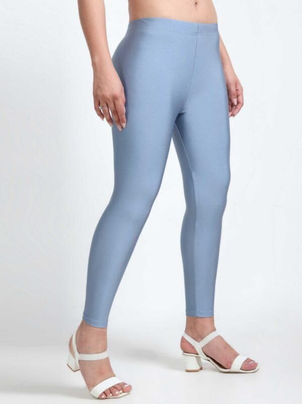 Image of Women's Nylon Shimmer Leggings | Ankle Length | Slim Fit | Stretchable Spandex Leggings | Shiny Finish | Casual Wear & Special Occasion