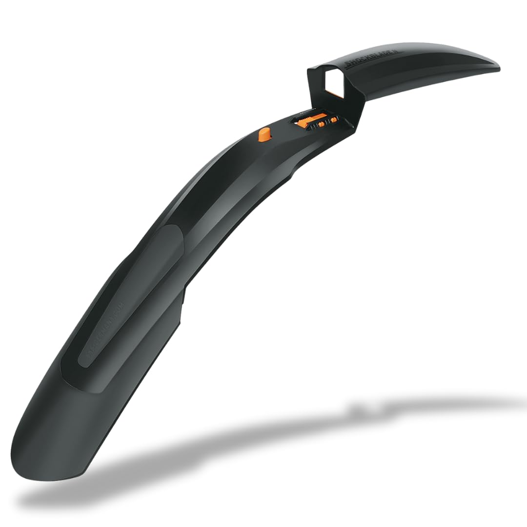 SKS GERMANY SHOCKBLADE DARK 29" + 27,5PLUS front mudguard with wide spoiler, bike accessories for mountain bikes (2-component dirtboard, max. 3.0 inch tyre width), black