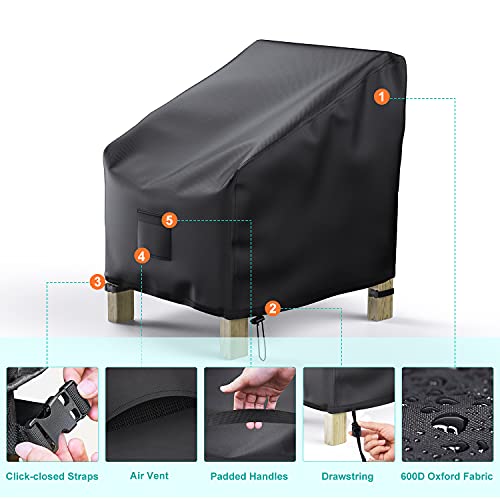 Brosyda Patio Chair Covers For Outdoor Furniture Waterproof 2 Pack, Lawn Chair Covers 600D Heavy Duty Oxford Cloth thumb #6