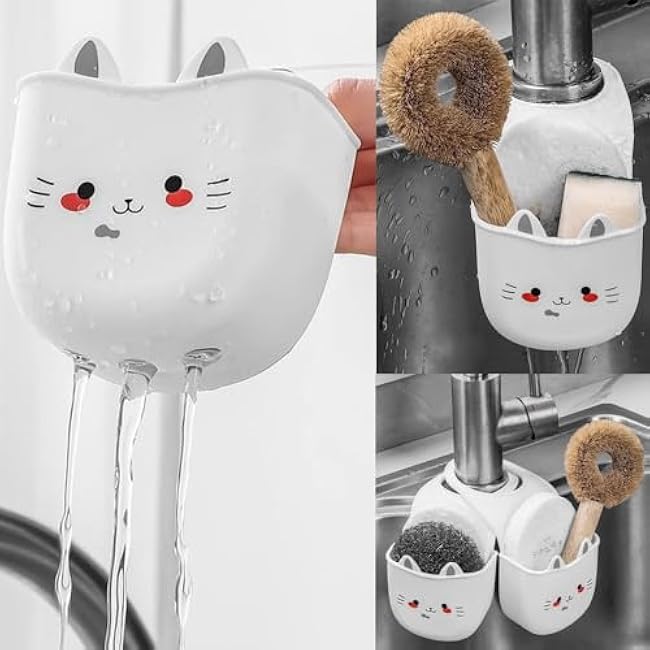 3 Pack Sink Caddy Kitchen Sponge Holder Stainless Steel Scrubber Organzier for Zero Scratch Scrub Sponges Steel Wool Scrubbers Pads Compressed Cellulose Sponges Dish Brush Dish Scrub Brushes