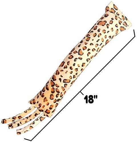 Long Kick Stick with Tassels - Stuffed with Your Choice of Cat Herb- 18" - Refillable (Leopard Print, Tatarian Honeysuckle)