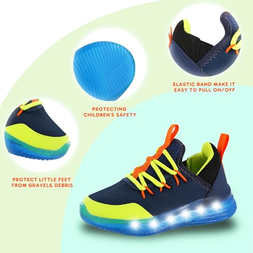 YESKIS Toddler Boys Girls Light Up Shoes Lightweight Mesh Breathable Fashion Led Flashing Walking Running Sneakers for Toddler and Little Kid3