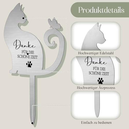 Namalu Metal Grabplatte mit Gravur Katze Gedenkstein Outdoor Grabschmuck Wetterfest Gedenktafel Draußen Schieferplatte Deko für Tiere Grab Erinnerung Katze Trauer Geschenk für Tierbesitzer(Katze)