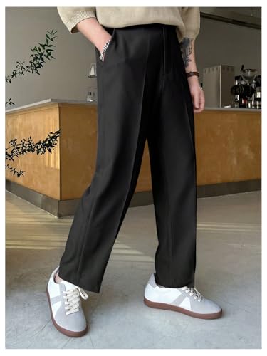 GORGLITTER Men's Dress Pants Straight Leg Pleated Office Slacks Business Casual Pants3