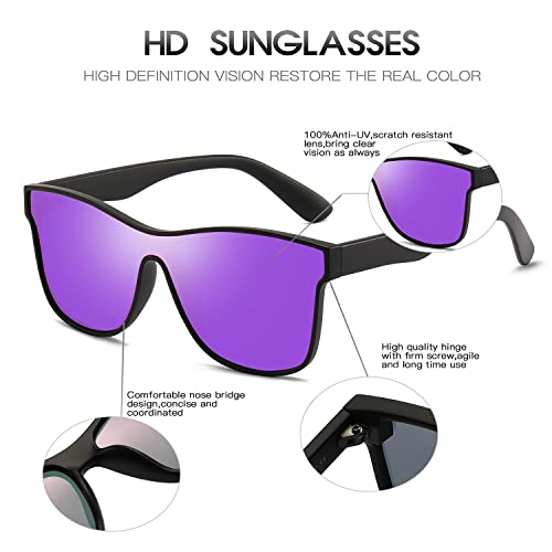 Image of DUBERY Fashion Polarized Sunglasses for Women Men 100% UV Protection Trendy Siamese Lens Shades D8030