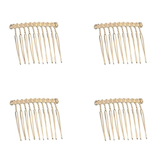 Ruwado 4 Pcs Hair Side Comb 10 Teeth Elegant Small Veil Wire Metal Hair Clips Twist Hair Barrettes Accessories For Women Girls Bridal Wedding Parties Hair Decorative Supplies (Kc Gold) #TOP8