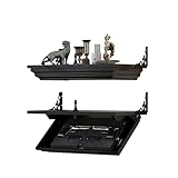 Gurexl 24''L x 13''W x 4''D Solid Wood Gun Rack with Magnetic Lock, Compact Gun Shelf with Secure Hidden Compartment for Wall Mount Display, Indoor Storage Security Safe Box,Black