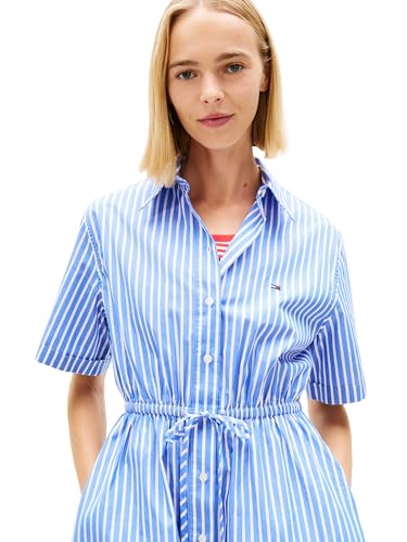 Image of Tommy Jeans Women's Casual Shirt Dress with Mini Stripe