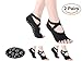 Produktbild SANIQUEEN.G 2 Paare Rutschfeste Yoga Socken für Damen/Männer Halbzehensocken mit Baumwolle für Pilates, Barre, Ballett, Tanz Größe EU 34-40 (Schwarz)