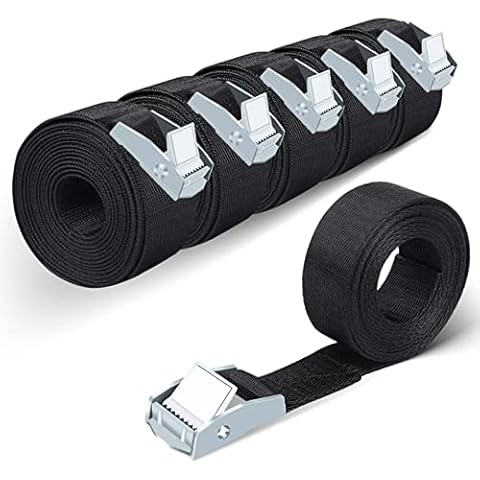 6 Pack Lashing Straps 6.5ft x 1" Tie Down Straps Up to 1500lbs,Heavy Dust Lashing Secure Strap Adjustable Cam Buckle Straps for Motorcycle, Cargo, Trucks,Trailer,Luggage Black Cover