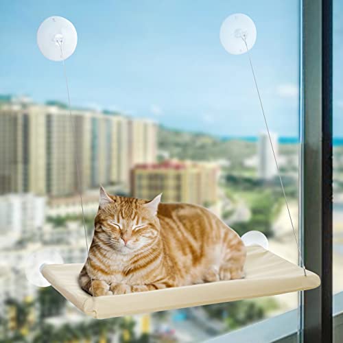 Image of MRIMAYA Cat Bed, Cat Window Perch Window Seat Suction Cups Space Saving Cat Hammock Pet Resting Seat Safety Cat Shelves - Providing All Around 360° Sunbath for Cats Weighted up to 13kg (L)