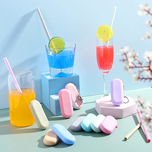 Rtteri 100 sets de pitillos reutilizables de silicona plegables miniatura 4