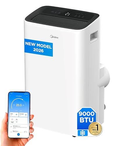 MIDEA Pingüino Aire Acondicionado Portátil 4 en 1 | 2700 Frigorías/9.000 BTU con Control por App | Climatizador y Deshumidificador hasta 25m2 - Modo Sleep, Mando a Distancia | Incluye kit de ventana