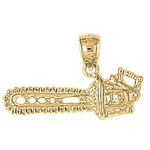 Jewels Obsession Silver Chain Saw Pendant | 14K Yellow Gold-plated 925 Silver Chain Saw Pendant