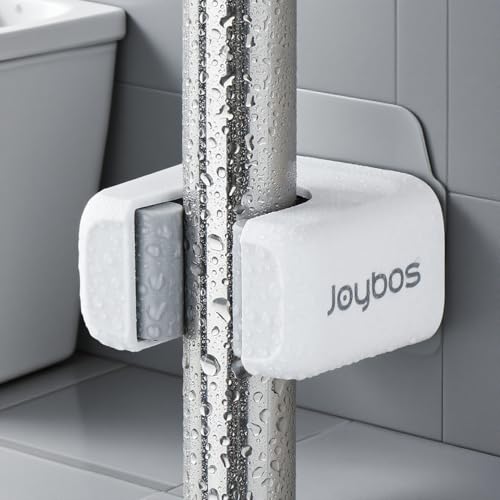 funest 6 Pack Mop and Broom Holder Wall Mount, No Drill Needed Self Adhesive, Non-Slip Mop Grippers for Tile Walls - Kitchen, Bathroom, Garage(blue)