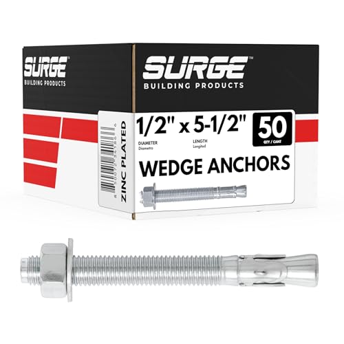 1/2" x 5-1/2" Zinc-Plated Wedge Anchors for Concrete & Cement (Bo...