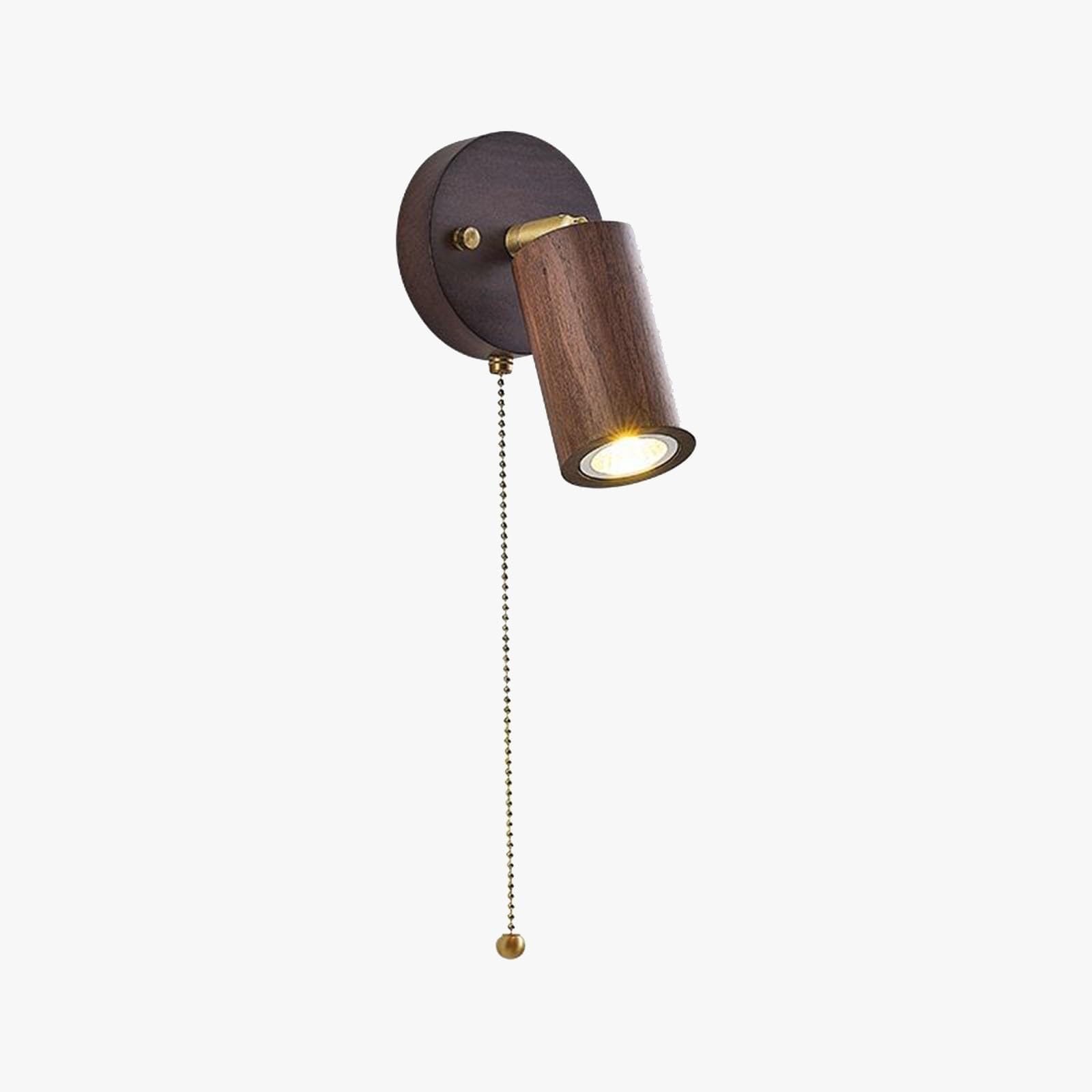 Luz de lectura con cadena de estilo japonés en madera de nogal 8