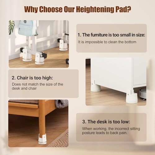 Elevadores de muebles para mesas y camas con altura ajustable blanca 4