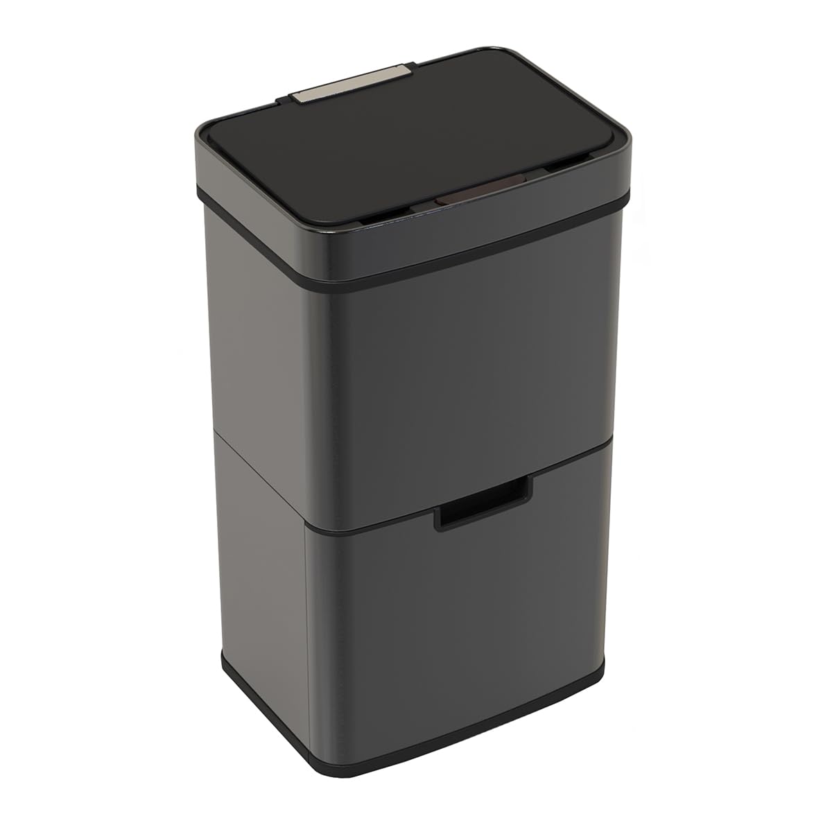 CHARLES BENTLEY Kitchen Bin, Triple Compartment, Black, 62 Litre, Sensor Bin, Recycle, Waste, Rubbish, Trash, Bucket, Soft Close, Timer, Automatic Lid, Manual Function, Anti Fingerprint (74.5x42x31.5)
