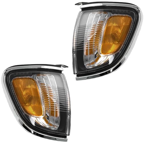 EPIC LIGHTING OE Spec Replacement Halogen Signal Lights Chrome Trim Assembly Compatible with TOYOTA 01-04 TACOMA - Pair