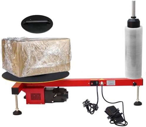 Semi-Automatic Electric Stretch Film Wrapper, Industrial Bench Dispenser for 27.5" Width, 220lbs Load Capacity, Efficient Packaging Solution for Warehouses and Shipping
