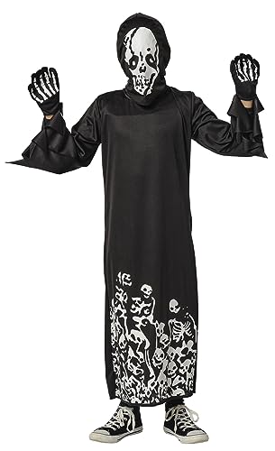 Rubies Déguisement de squelette sinistre Glow In Dark pour enfants ; Combinaison à capuche et gants, Officiel Rubies pour Halloween, Carnaval, Anniversaire, Fêtes Rubies Déguisement de squelette sinistre Glow In Dark pour enfants ; Combinaison à capuche et gants, Officiel Rubies pour Halloween, Carnaval, Anniversaire, Fêtes