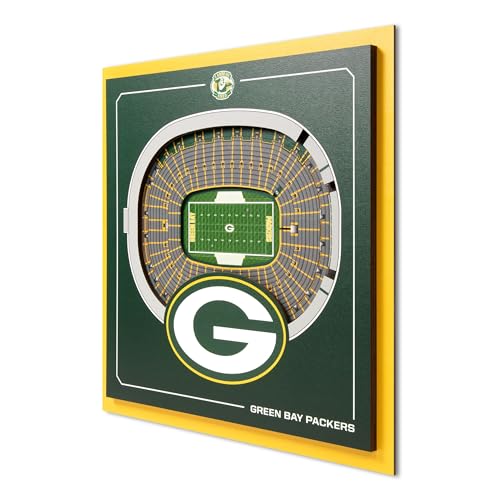 YouTheFan Officially-licensed NFL Green Bay Packers Stadium Series 3D Wall Art - multi-layer team stadium replica, detailed sports fan gift, indoor decor