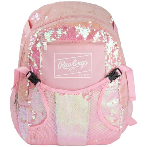 Image of Rawlings | Remix Backpack Equipment Bag | T-Ball & Youth Baseball /Softball | Pink Sequins