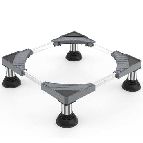 DEWEL Support de machine à laver 4 Pieds à Ventouse Socle Lave Linge Charge 250 kg pour Frigo Lave-linge Sèche-linge réglable 45-65 cm (Gris)