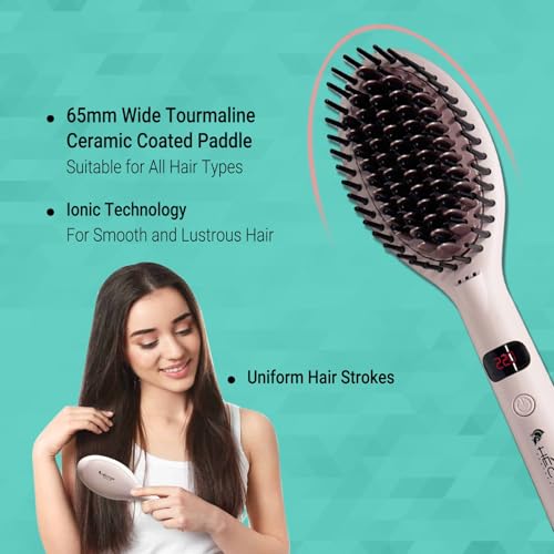 Image of Hector Professional Hair Straightening Brush, The Speed Styler for Smooth Styling with Adjustable Temperature Control, LCD Display