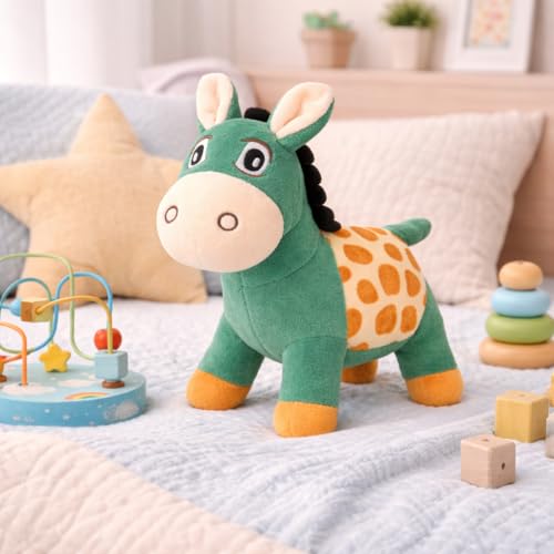 Image of Green Donkey Soft Toy for Kids, 25 cm Plush Stuffed Animal, Cute Soft Toy for Boys and Girls, Huggable Gift Toy, Green