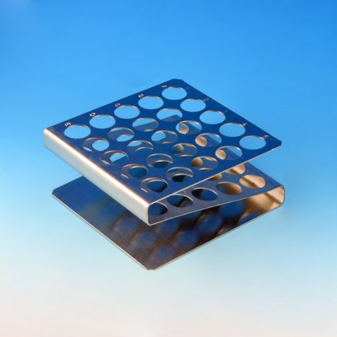 Globe Scientific 457205 Stainless Steel "Z" Shape Tube Rack, 16/17mm Tubes, 50-Place