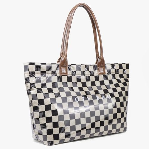 Bolso Tote Cuadrillé Grande para Mujer miniatura 2