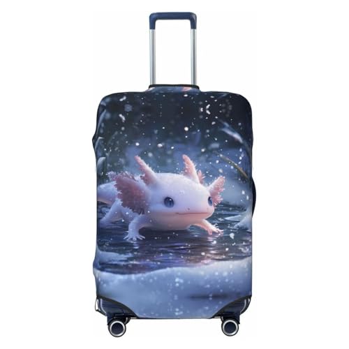Winter Axolotl in Frozen Pond B Travel Luggage Covers - Elasticity Suitcase Covers Protector for Luggage 18-32 Inch
