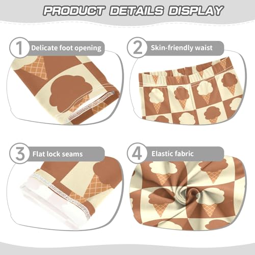 Checkered Ice Cream Girls Leggings,Workout Leggings for Girls Toddler Athletic Leggings Size for 3-10T3