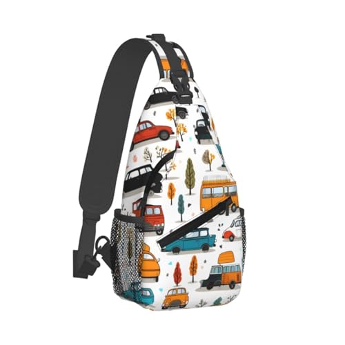 Bolso cruzado urbano para mujer y hombre con patrón de auto miniatura 2