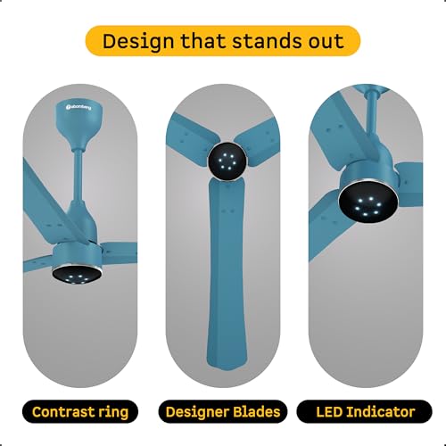 Image of atomberg Renesa Halo Smart Alexa Enabled 1200mm BLDC Ceiling Fan with Remote | BEE 5 star | High Air Delivery | Low noise | LED Speed Indicator | Sleek Design | | 3 Year Warranty |Aegean Blue