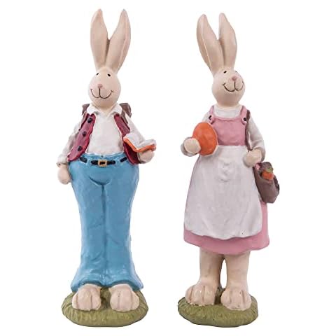 PlentifulHome Easter Bunny Decorations, Spring Garden Statues Rabbit Figurines, Tabletopper Accessories for Party Home Decor(Polyresin) Cover