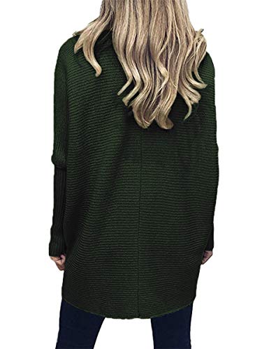 ANRABESS Women Casual Sweater Long Sleeve Turtle Neck Knitwear Pullover Jumpers A87junlv-S Dark Green