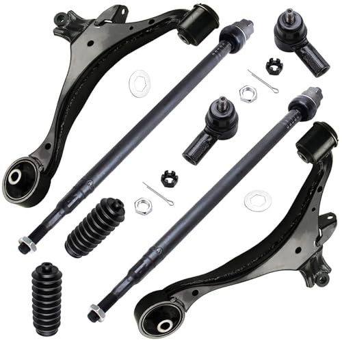 Image of Detroit Axle - 2.0L Front Lower Control Arms + Tie Rods Suspension Kit Replacement for 2002-2005 Honda Civic - 8pc Set