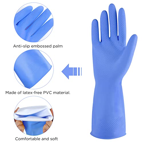 Rubber Gloves Dishwashing 2 Pairs For Kitchen,Cleaning Gloves For Household Reuseable.(Small,Blue) #TOP1