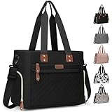 Pritent Diaper Bag Tote for Working Mom, Large Travel Diaper Tote for Mom and Dad with 15 Inch Laptop Sleeve, Mommy Maternity Travel Baby Bag for Boys and Girls, Black