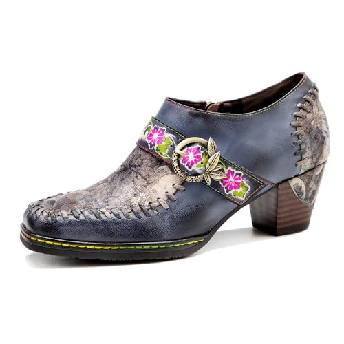 Bottines Mary Jane en cuir pour femme talon bloc printemps été
