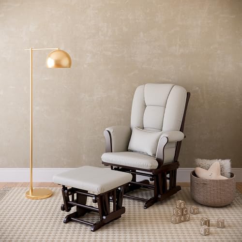 Image of Storkcraft Tuscany Glider & Ottoman and Lumbar Pillow, Espresso /Taupe Swirl