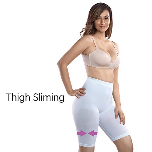 +MD Women's Breathable Boy Short Panties Seamless High Waist Boxer Brief Panties Comfortable Bamboo Shorts White XXXL - Thumbnail 5